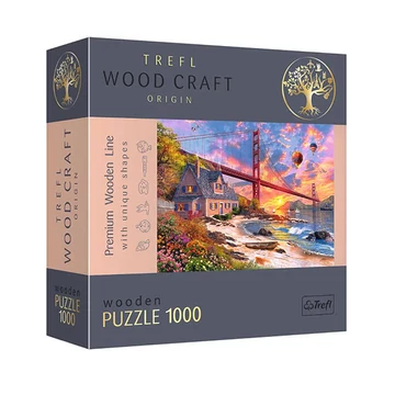 Wood Craft: Naplemente a Goldebn Gate-nél fa puzzle 1000db-os - Trefl