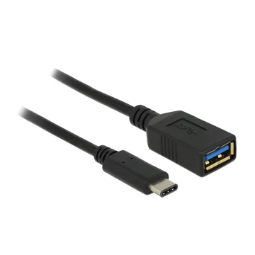 Delock nagy sebességű adapter USB (USB 3.1, Gen 1) USB C típus apa > USB A típus anya 15 cm fekete