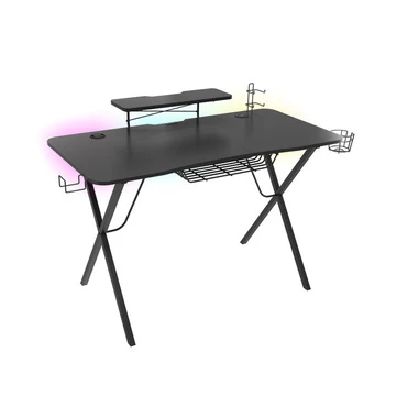 Genesis Holm 300 Gamer asztal RGB világítással, fekete