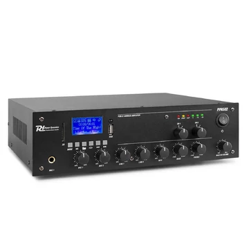 Power Dynamics PPA502, 2 ZÓNÁS 100V erősítő (50W) 2x Mikrofon + 2x Jel bemenet (MP3 + Bluetooth)