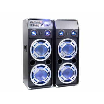 ReVoLuTioN DPX-210BT-LED (v.2) 2x800W (2x 10") aktív karaoke hangfal szett (FM + MP3 + Bluetooth)