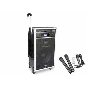 Vonyx ST-180 (12") 450W akkumulátoros hordozható hangfal (3xMik + MP3 + Bluetooth+ CD)