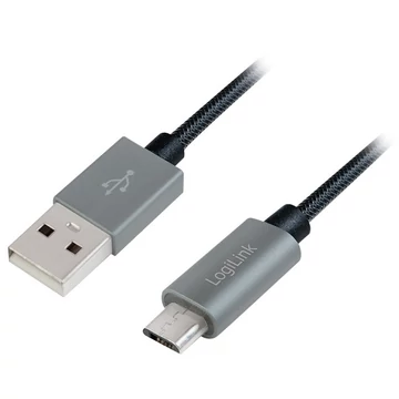 Logilink USB 2.0 Cable, USB AM to Micro BM, Nylon Braid, 2m