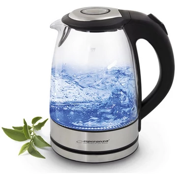 Esperanza Yosemite elektromos vízforraló 1.7 liter, led világítással, fekete-ezüst