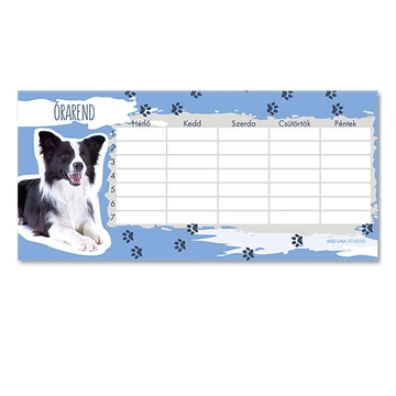 Ars Una: Cuki állatok Border collie egylapos, kétoldalas órarend