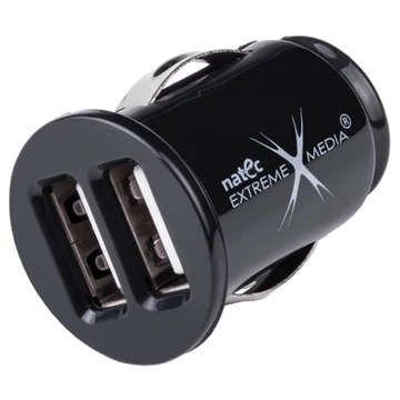 Extreme Media Autós töltő 2xUSB (12/24V - 2A), fekete