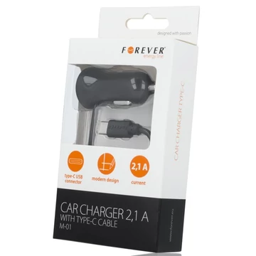 Forever autós töltő Type-C 2,1A M-01 fekete