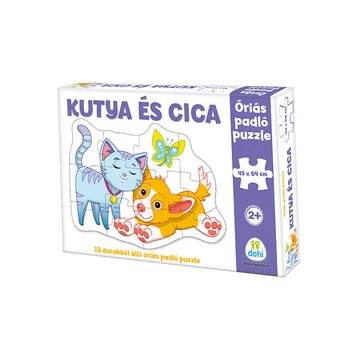 Kutya és cica óriás padló puzzle 12db-os
