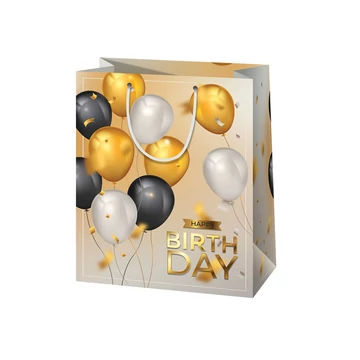 Happy Birthday! arany lufis exkluzív közepes méretű ajándéktáska 18x10x23cm