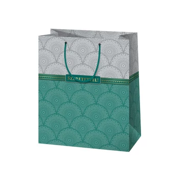 Szeretettel! elegáns közepes ajándéktáska arany berakással 18x10x23cm