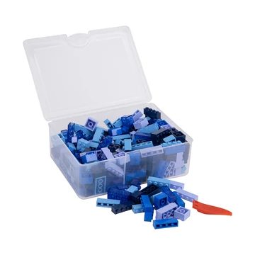 Vegyes építőkocka készlet különböző kék színekben | építőkocka készlet | 300 db építőkocka | Q-BRiCKS®