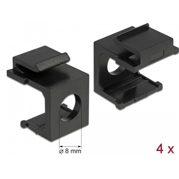 Delock Keystone fekete borító 8 mm-es lyukkal, 4 db.