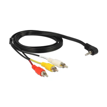 Delock kábel 3.5mm sztereó 4 pol. 90  dugó > 3x RCA dugó csatlakozókkal, 1.5m
