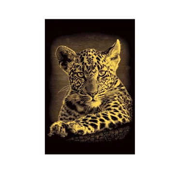 Leopárd mini arany képkarcoló 