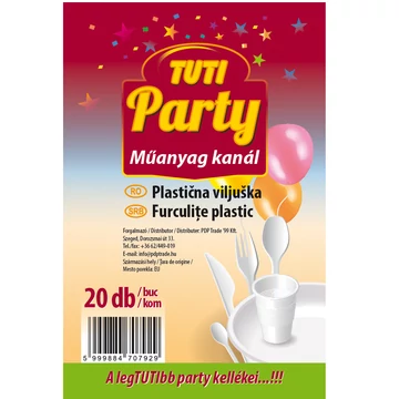 Tuti party műanyag kanál 20db-os kiszerelésben