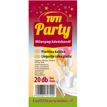 Tuti party műanyag kávéskanál 20db-os kiszerelésben 