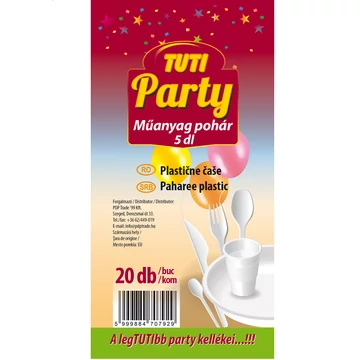 Tuti party műanyag pohár 5dl 20db-os kiszerelésben