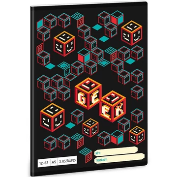 Ars Una: Geek - kockafej 3. osztályos vonalas füzet 32 lapos A/5