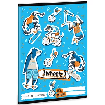 Ars Una: Wheelz kék színű 3. osztályos vonalas füzet 32 lapos A/5