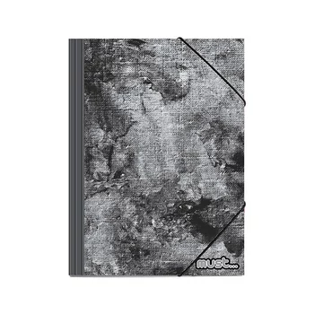 Must: Szürkés-fekete gumis mappa 25x35cm