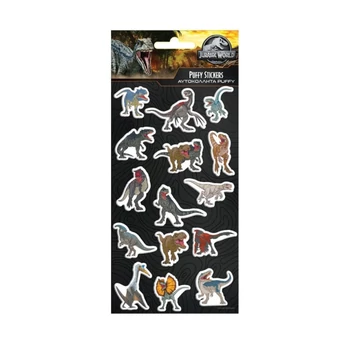 Jurassic World dinoszauruszok 3D pufi matrica szett 10x22cm-es íven