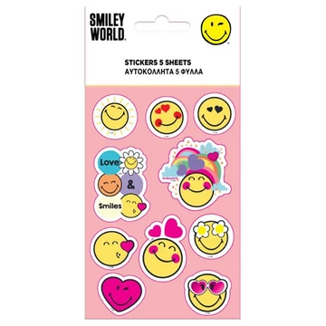 Smiley öntapadós matrica szett 8x12cm-es íven 5db