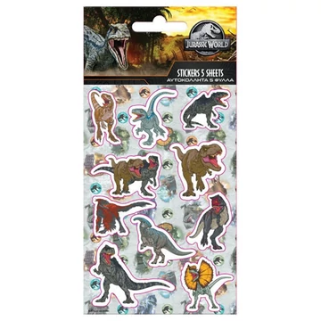 Jurassic World öntapadós matrica szett 8x12cm-es íven 5db
