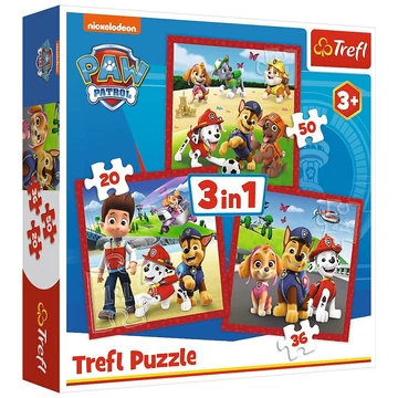 Mancs őrjárat: Boldog kutyusok 3 az 1-ben puzzle - Trefl