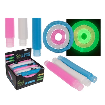 XL Fidget Pop Tube: Felxibilis dekorációs sötétben világító cső, többféle változatban 20cm
