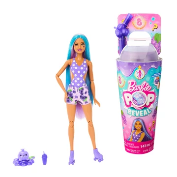 Barbie: Slime Reveal - Szőlő meglepetés baba gyümölcsös szettben kék hajjal - Mattel