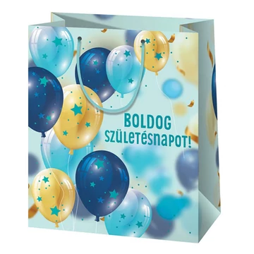 Boldog Születésnapot lufis közepes ajándéktáska 18x10x23cm