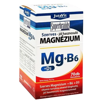 JutaVit szerves magnézium+B6+D3 tabletta, 70 db