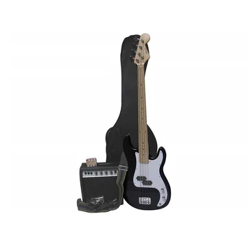 max Gigkit Elektromos basszusgitár szett (20W erősítő, táska, hangoló, pengetők) - fekete