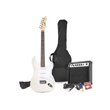 max Gigkit Elektromos gitár szett (20W erősítő, táska, hangoló, pengetők) - fehér