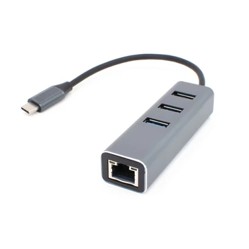 Thunder HBC-104, USB-C átalakító 4in1 (3x USB-A, Gigabit Ethernet)