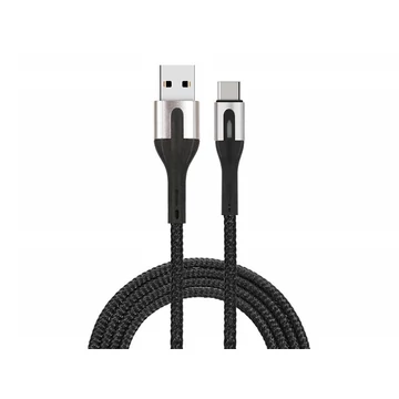 Thunder MCS-C30B Textilborítású, extra-ellenálló USB-C Gyorstöltő (1m) - FEKETE