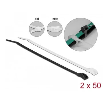 Delock Kábelkötegelő lapos fejrésszel hossza 205 mm szélessége 2,5 mm, 100 db.