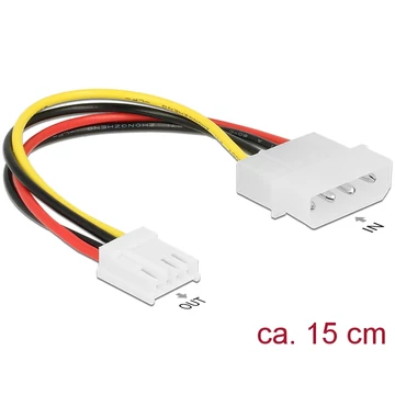 Delock Tápkábel 4 pin apa > 4 pin floppy anya 15 cm