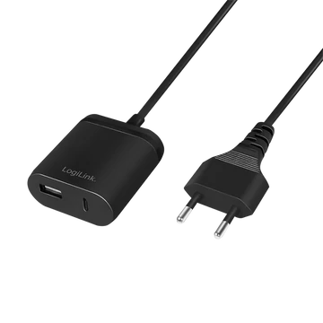 Logilink USB töltő 1,5 m-es fix kábellel, 1x USB-A 1x USB-C, 12 W