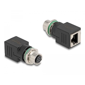 Delock M12 adapter A-kódolt 8 tűs anya - RJ45 anya egyenes