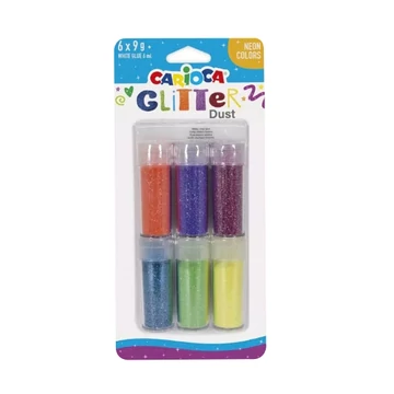 Carioca: Glitter Dust 6db-os csillámpor szett tégelyben - Neon színek