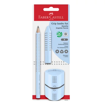 Faber-Castell: GRIP Jumbo grafitceruza szett radírral és hegyezővel kék színben