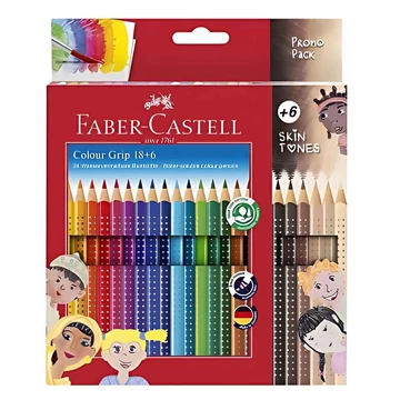 Faber-Castell: GRIP színesceruza készlet 24db-os csomag 6db test színű ceruzával