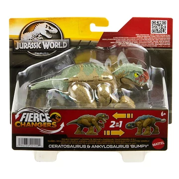 Jurassic World: Fierce Changers - Ceratosaurus & Ankylosaurus átalakítható dinoszaurusz játékfigura - Mattel