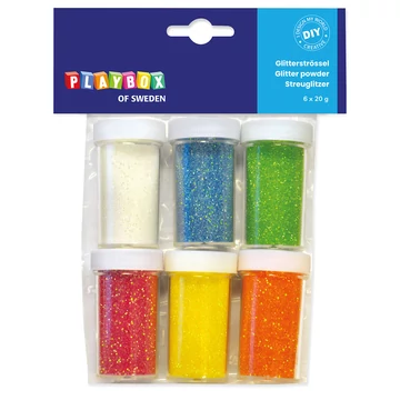 PlayBox: Csillámpor csomag tégelyben pasztell színek 6x20g