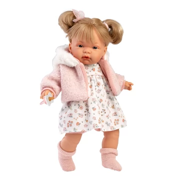 Llorens: Joelle 38cm-es baba hanggal virág mintás ruhában