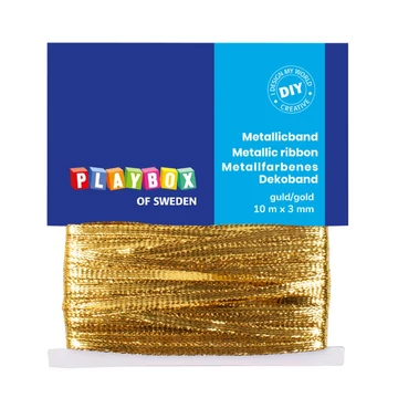 PlayBox: Arany színű, fémes díszszalag 10m x 3mm