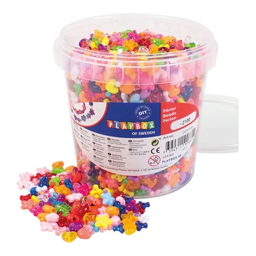 PlayBox: Fűzhető színes műanyag gyöngyök 8-13 mm 2100db