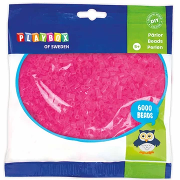 PlayBox: 5mm-es MIDI áttetsző vasalható gyöngy pink színben 6000db-os csomag