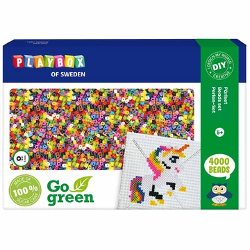PlayBox: Go Green 5mm-es MIDI vasalható gyöngy szett négyzet alakú alaplappal 4000db-os csomag